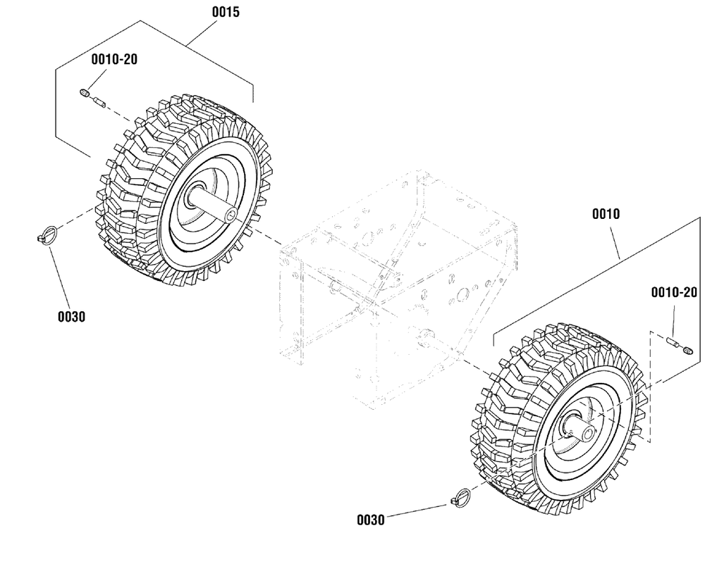 Wheels And Tires Group Diagram and Parts List for BP2138S (1696160-00)(2012) Briggs and Stratton Snow Blower